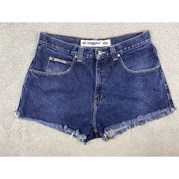 Vintage Custom Anchor Blue Big Baggy Shorts Womens 32/14 Blue‎ Jeans Y2K - Picture 1 of 6